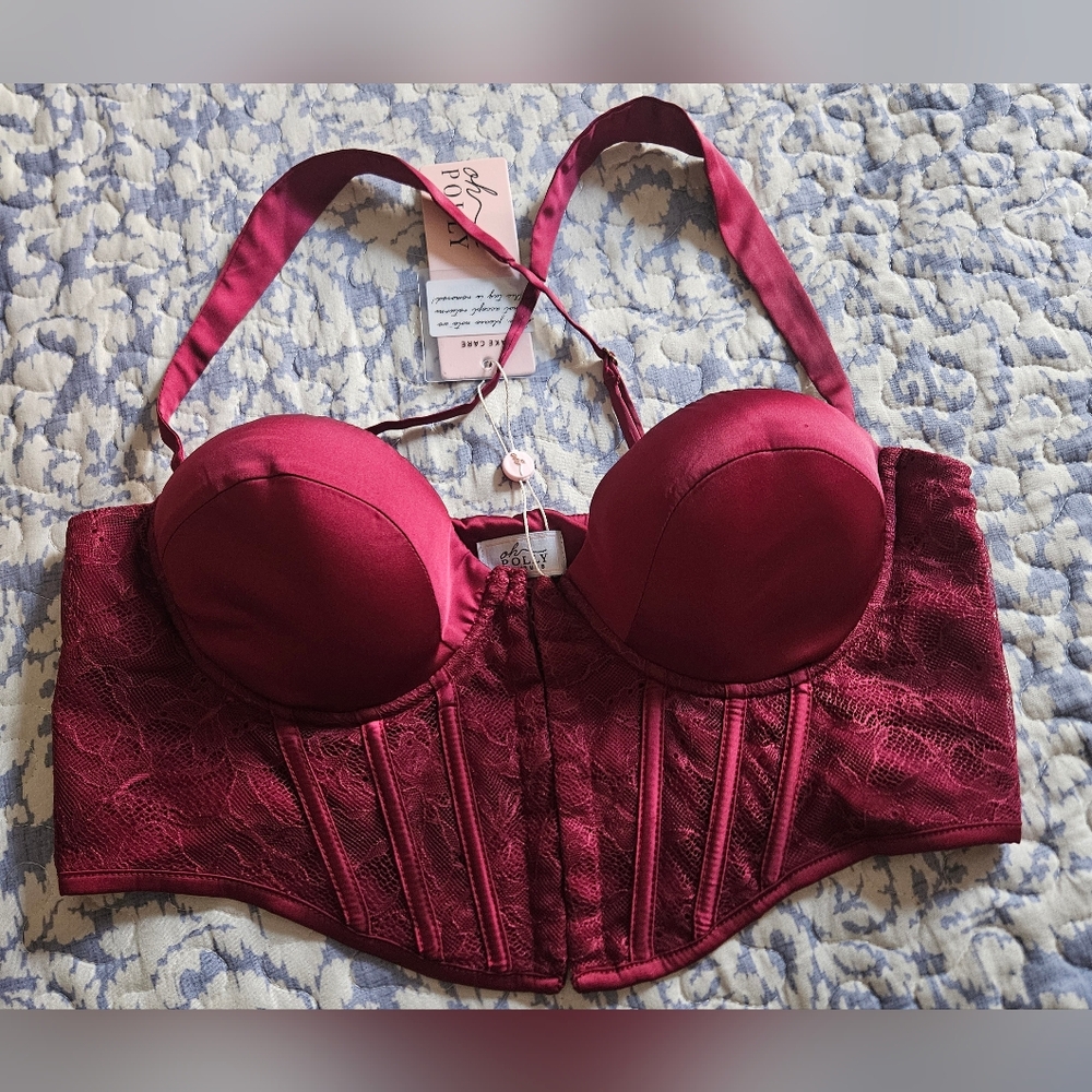Oh Polly Deep Red Lace Bustier